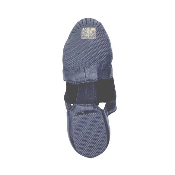 Leo's Adult 4 Jazz Split Sole Dance Shoes Gore Stretch Slip On Black Leather - Picture 5 of 8